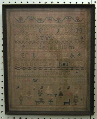 A Georgian sampler with alphabet by Ann Brazer, aged 11 years 1805 12" x 9"