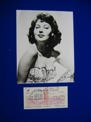 A Lloyds Bank cheque dated 1980, signed by Ava Gardner for