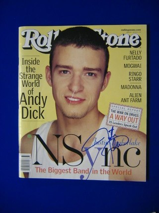 An edition of Rolling Stone Magazine signed by Justin Timberlake