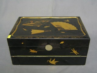 An Eastern lacquered writing slope with hinged lid 16"