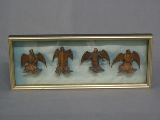 4 modern Eastern carved hardwood figures of Angels, cased