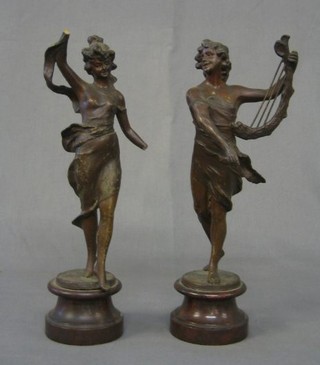 A pair of 19th/20th Century Spelter figures 11" (f)