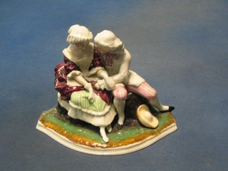 A 19th/20th Century Continental porcelain figure group Gallant & Belle 5"