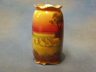 A Royal Doulton seriesware vase decorated sheep and landscape, the base marked Royal Doulton and impressed 1050 7"