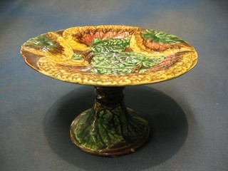 A 19th Century Majolica pottery comport 9" (chip to rim)