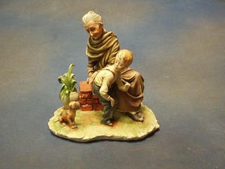 A Capo Di Monte figure of Grandmother and child 7" (f)