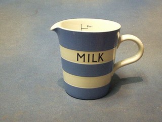 A T G Greener Cornish kitchen ware pint milk jug, marked milk, the base with green shield mark