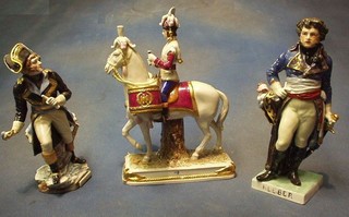 A Capo Di Monte figure of a Napoleonic military drummer and 2 Capo Di Monte figures of soldiers (f)