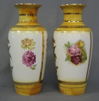 A pair of pottery club shaped vases with floral decoration  15" (1f), 2 pottery figures of dogs, 2 part coffee services and other decorative ceramics