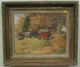 John Claydon, oil painting on board "Easter Tide in Edes Fields", the reverse with gallery label, 16" x 20" signed and dated '58