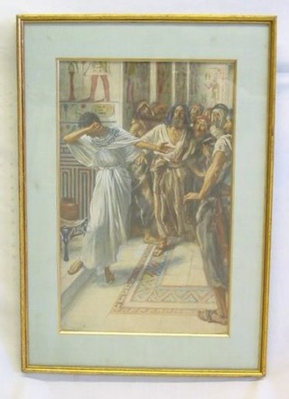 Harold Golding, watercolour "Joseph Knowing His Bretheren" (Genesis IV) signed, 17" x 11"