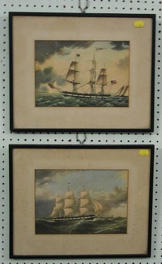 A coloured print "The Sailing Ship Courier of New York" and 1 other "Empire State" 6" x 10"