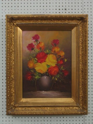 C G A, oil painting on canvas "Vase of Flowers" 15" x 12"
