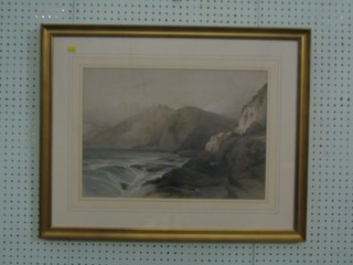 David Roberts, lithograph  "Coastal scene" 1839, 14" x 20"