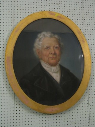 A 19th Century pastel, oval head and shoulders portrait of a "Gentleman" the reverse marked Robert Yelf 1879 aged 82 23"