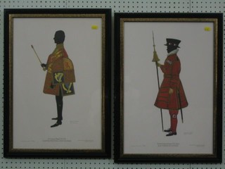 Honoria D Marsh, 2 limited edition silhouettes of Sir Anthony Wangner "Garter Principal King of Arms" and "Yeoman Quarter Master H T Jones Tower of London" 21" x 14"
