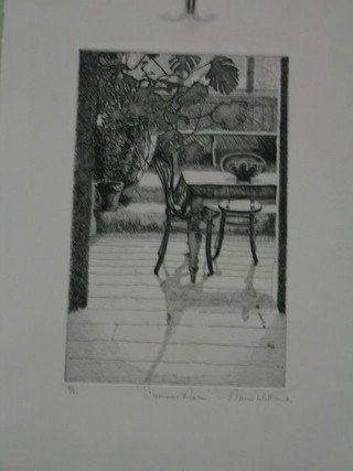 Annie Williams, a limited edition etching 5/30 "Summers Room" 10" x 6"