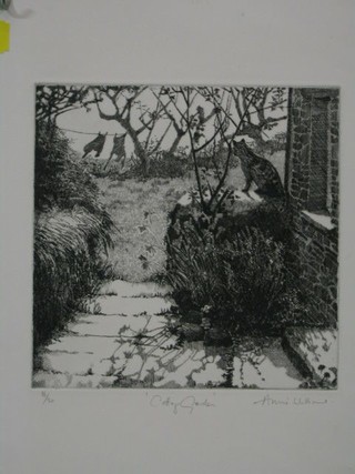 Annie Williams, a limited edition etching 16/30 "Cottage Garden" 9" x 9"