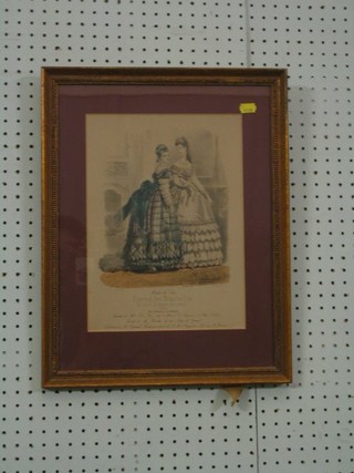 4 various 19th Century fashion plates contained in decorative gilt frames
