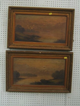 D Moss, a pair of 19th Century oil paintings on canvas "Mountain Scenes" 10" x 18" contained in decorative gilt frames 