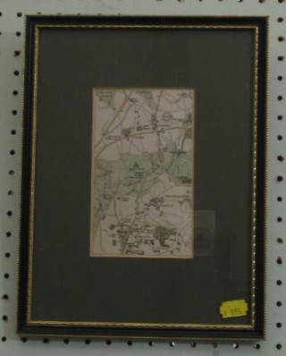 J Cary, 19th Century map of Cheam and surrounding area, 6" x 3 1/2"