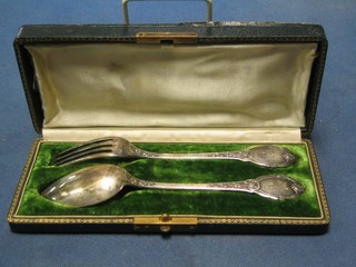 A Continental cased silver Christening set