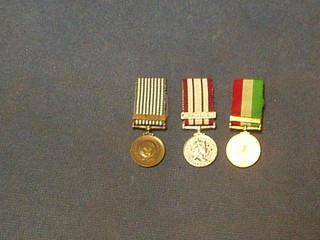 3 miniature medals Royal Naval General Service medal, United Nations Korea medal and a foreign medal