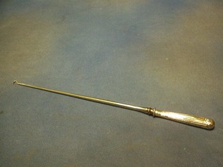 A George III large silver handled button hook, London 1794