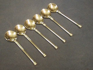 A set of 6 silver plated seal end coffee spoons