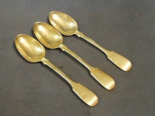 3 Victorian silver fiddle pattern soup spoons London 1840