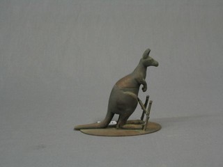 A silver plated inkwell in the form of a Kangaroo 6"