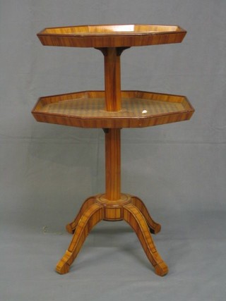 A 19th Century Continental inlaid maple 2 tier etagere 19"