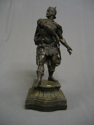 A 19th Century spelter figure of a warrior 24" (f)