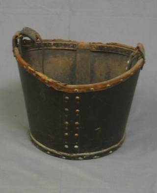 A large oval leather cavalry feed basket 17"