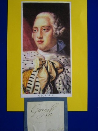 A George III signature, on a slip of paper, signed George R, 3" x 4"