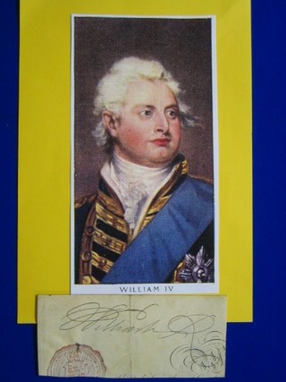 A William IV signature on a sealed slip of paper 3" x 7"