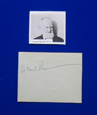 A slip of paper signed G Bernard Shaw 4 1/2" x 5 1/2"