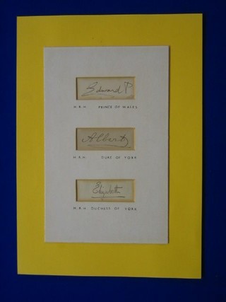 3 mounted signatures  - The HRH Prince of Wales, HRH The Duke of York and HRH Duchess of York