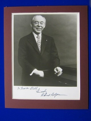A black and white photograph of the pianist Richard Rogers, signed Sincerely Richard Rogers, 8" x 7"