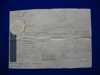 A George III Silver Officer's Letters Patent to Christopher Jefferson Lieutenant to the 86th Regiment Foot, bears George III signature, dated 1779