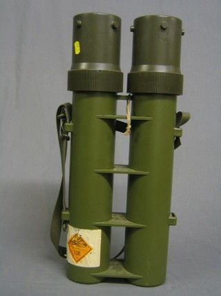 A plastic 2 tube bomb mortar carrier