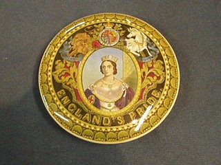 A Victorian Prattware pot lid "Englands Pride" 5"