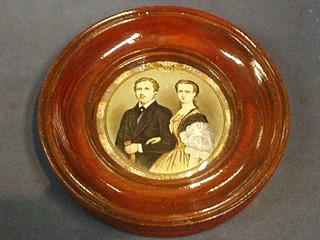 A Prattware pot lid "The Prince and Princess of Wales" contained in a socle frame 4"