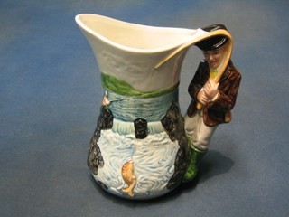 A "Burleigh" style jug decorated fishing scenes 7"