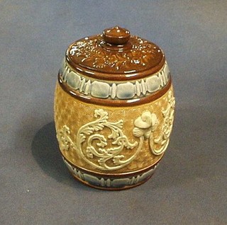A circular Doulton tobacco jar, the base incised 3633 (lid r) 5"