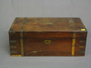 A Victorian rosewood and brass banded writing slope 20" (requires some attention)