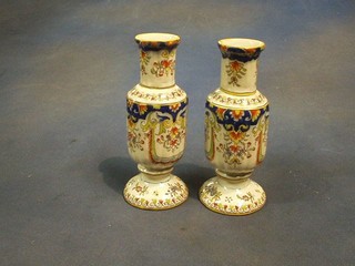 A pair of faience vases of baluster form (r) 7"