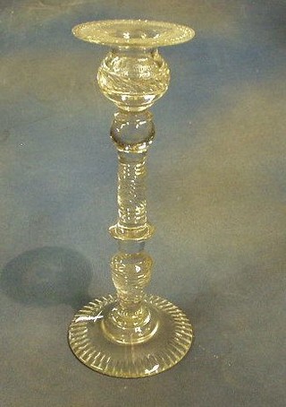 A set of 4 19th Century cut glass candlesticks 13" (1 with sconce f and r)