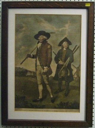 An 18th/19th Century golfing print "The Society of Coffers at Blackheath" engraved by V Green, 17" x 11 in an oak frame