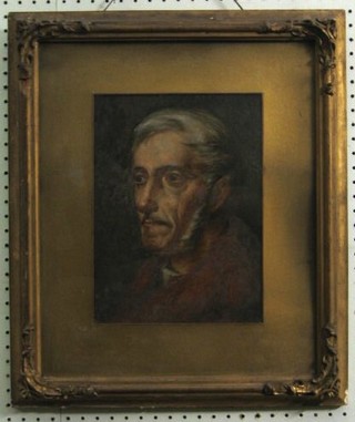 An 18th/19th Century oil painting on paper, head and shoulders portrait of "Whiskered Gentleman" 12" x 8 1/2"